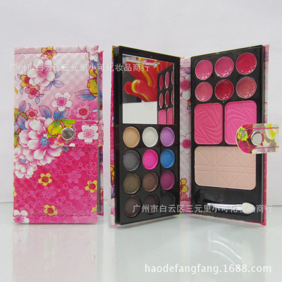 8814D-15亮面富貴花 新款流行皮質 眼影 口紅彩妝組合 化妝品批發(fā) 圖片_高清大圖 